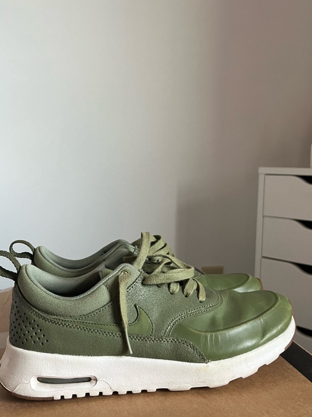 Nike Olive Green Low-Top Sneakers with White Sole